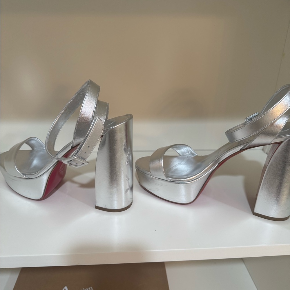 Louboutin Movida Sabina 130MM Silver Size 39.5 - Picture 7 of 12